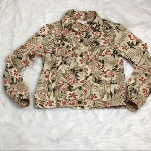 CHARTER CLUB denim tropical floral jacket